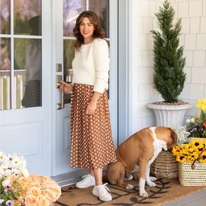 JOE fresh x Jillian Harris Polka dot pleated midi skirt, Size S